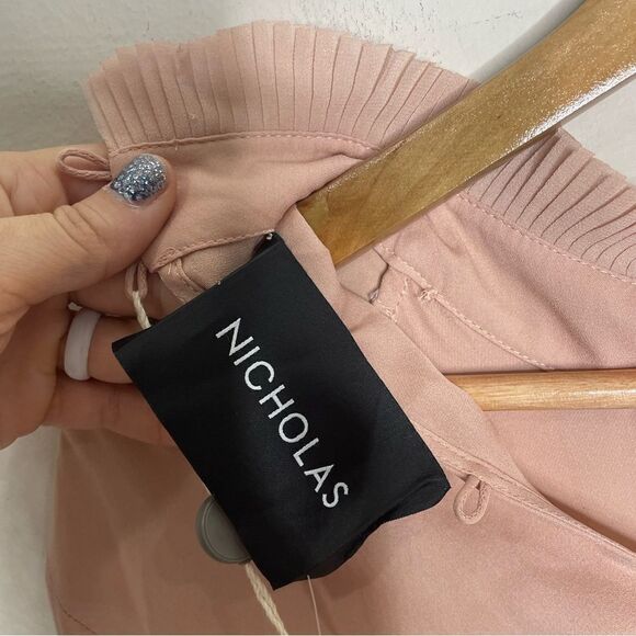 NWT NICHOLAS Blush Fine Pleat Blouse - Picture 12 of 15